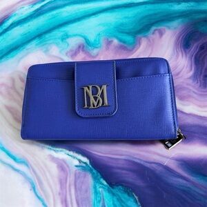 Badgley Mischka Cobalt Blue Wallet. Logo Hardware. Continental Wallet EUC